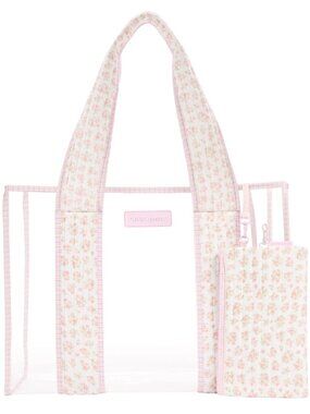Case-Mate Jelly Tote Clear Ditsy Floral Quilted Beach Pool Cruise Office Bag NWT